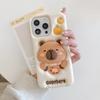 Funda de Silicona Naranja con Soporte para Teléfono Móvil de Capibara Estéreo 3D de Dibujos Animados Adecuada para Apple 161514 Promax