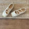 Versión en Stock~Zapatos Mary Jane Retro Franceses para Mujer, Nuevo Modelo 2025, Puntera Redonda, Diseño de Correa Cruzada, Zapatos Planos