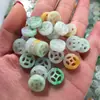 Jade Natural Grado A Engrosado Hebilla de Dinero Tricolor Accesorio Hecho a Mano DIY Cuentas Sueltas 13mm Hebilla de Moneda de Cobre de Jade Estilo Chino