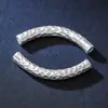Prata 999 pura 3D prata dura textura martelada tubo curvo meia pulseira DIY para miçangas e tranças acessório de prata