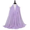 Novo Lenço Longo de Chiffon Jacquard para Mulheres, Lenço de Gaze Jacquard Color Sólida, Elegante e Versátil, Lenço de Bolinhas com Bola de Pelo