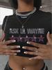 Verano Europeo y Americano Nuevo para Mujer Transfronterizo Comercio Exterior Tendencia de Moda Perforación Caliente Ajustado Ombliguera Camiseta Corta Manga Corta Estrellas