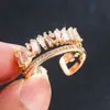 Anillo de Lujo Ligero Cruzado Micro-engastado Circonita Doble Capa Estilo Simple y Fresco Anillo para el Dedo Abierto Ajustable Diseño de Nicho Joyería para la Mano