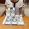 Adecuado para funda de teléfono iPhone15ProMax Apple 13/14 carga inalámbrica chapado anillo de atracción magnética transparente 12 funda blanda
