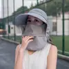 Sombrero de Sol de Verano para Mujer para Montar al Aire Libre Protección Solar Facial y de Cuello Protección UV Ala Ancha Plegable Sombrero Fresco