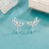 Diamante Flor Fada Elfo Asas Coração de Menina e Orelha Studs Feminino Doce Oco Brincos Simples Brincos 2022 Novo