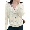 Elegante Suéter Feminino 2024 Novo com Decote V Vazado Redutor de Idade, Manga Longa, Cor Sólida, Base Soltinha Emagrecedor