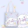 Bolsa de Lienzo para Mujer con Diseño de Perro de Canela Anime, Bolso Sencillo de Hombro para Estudiantes, Nuevo Estilo con Cremallera