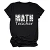 Camiseta Casual Fashionável Feminina Gola Redonda Manga Curta para Exportação - Professora de Matemática Amazon eBay Site Independente