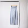 Calça Wide-Leg Estilo Conto de Fadas para Mulheres, Novo Modelo de Verão, Calça de Terry Listrada, Cintura Alta, Emagrecedora, Fluida, Calça Casual de Perna Reta