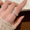 Anillo de Estilo Vintage de Encaje Exquisito Imitación Perla Circonita Sintética, Anillo de Índice de Nicho para Mujer, Anillo Abierto