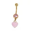 Piercing de ombligo de acero inoxidable 316L europeo y americano transfronterizo con circón dorado, colgante con gota de aceite