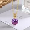 12-14MM Perla Dorado Champagne Morado Rosa Púrpura Demonio Perla de Imitación Colgante Zirconia Collar Femenino Temperamento Cadena de Clavícula