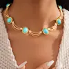 Pendientes Ovalados Geométricos Vintage Europeos y Americanos Cadena para Suéter Retro Simple Nicho Elegante de Gama Alta Collar Transfronterizo para Mujer