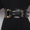 Cinturón ancho con sello de cintura de cuero genuino para mujer, decorativo, práctico, a juego, para falda, abrigo de lana, suéter, traje, cinturón estilo ins a juego.