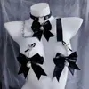 Gargantilla de Campana de Palacio Estilo Japonés Lazo Negro Entrenamiento Chica Suave Castigo de Pezón Accesorios de Conjunto Sexy