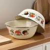 Balanza de esmalte vintage, cuenco de esmalte espesado de grado alimenticio, cuenco de esmalte extraespeso y resistente al calor para uso en la cocina del hogar