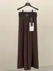 Pantalones de Pierna Ancha de Cintura Alta con Pliegues Dobles Fone Jianhe para Mujer, Nuevo Estilo Primavera, Ajuste Holgado Simple, Pantalones Casuales Versátiles para el Trabajo y el Ocio 59270
