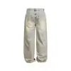 Yidao Vintage 2025 Otoño Nuevo Retro Americano Lavado Desgastado Casual Jeans Unisex de Moda Pantalones de Pierna Ancha