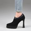 Zapatos de Salón de Punta Impermeables con Plataforma y Tacón de Cuña Grueso Versátiles de Corte Profundo para Mujer, Nuevos Zapatos de Tacón Alto para Mujer para Primavera y Otoño 2026