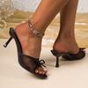 Hada con Falda, Sandalias Sexy y Hermosas para Mujer, Ropa Exterior de Verano, Sandalias de Tacón Alto con Lazo y Punta Abierta, Zapatos Nuevos 2025