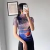 Camiseta Plisada de Manga Corta para Mujer 2026 Nueva Moda Casual Versátil Pulóver Estampado de Alta Calidad con Estilo Elegante
