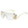 Gafas de sol sin montura estilo europeo y americano para mujer, a la moda y únicas con patillas de cisne adornadas con pedrería, Gafas de sol de moda para hombre