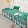 Almofada de Janela de Baía Elegante e Simples de Cor Sólida Estilo Princesa Estrelada com Dupla Camada, Adequada para Todas as Estações, Almofada com Borda de Renda Antiderrapante