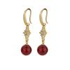 Pendientes de plata de ley S925 con gancho para la oreja nuevo, incrustados con ágata roja, pendientes simples de moda, temperamento, pendientes de alta gama para influencers, venta al por mayor