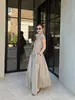 Vestido Largo de Cuello Acampanado Estilo Old Money Wanwei para Mujer Primavera 2026 Nuevo Manga Corta Volante Empalme Cintura Ceñida Vestido de Trabajo P5467