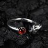 Anillo de plata de ley S925 con granate natural, turquesa, color ojo de tigre, tesoro, personalidad femenina, cabeza redonda única y nudo de cola, explosión en vivo