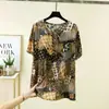 Camisa de Verano 2026 Delgada Holgada Floral con Cuello de Corbata Manga Corta Talla Grande Top Camiseta de Manga Corta de Algodón Artificial