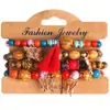 Aliexpress Joyería de Mano Nueva Europea y Americana Pulsera de Disco de Cuentas con Borla de Turquesa Personalizada de Moda para Mujer Juego de Cuatro Piezas