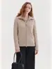 Nuevo Top de Moda Otoño 2026 con Doble Cremallera, Estilo Old Money, Cuello Alto, Manga Larga, Cachemir, Color Café con Leche, Cárdigan Tejido para Mujer