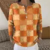 Sudadera con Botones y Cuello en V de Nuevo Estilo Transfronteriza de Manga Larga Otoño e Invierno con Estampado Moda Personalizada Chaqueta Suéter Casual para Mujer