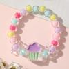 Pulsera de Caricatura Melocotón Degradado para Niñas Pulsera Princesa Color Jalea Linda Pulsera de Cuentas para Niños Joyería al Mayoreo