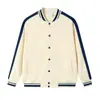 Nueva Chaqueta de Béisbol de Algodón de Doble Cara de 380g para Hombre, Cardigan Casual con Bloques de Color y Logo Estampado