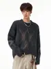 Suéter retro casual holgado estilo japonés Hanlu con cuello redondo para hombre, otoño e invierno, patrón de rombos en bloques de color, jersey cálido