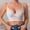 Lencería de Triángulo Estilo Francés para Mujer con Doble Tirante, Hebilla Única, Espalda Hermosa, Diseño Hueco, Tirantes Finos, Sujetador Camisola Sexy con Pedrería