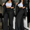 Traje de Mujer Elegante Europeo y Americano de Comercio Exterior 2024 Color Sólido Mangas Divididas Solapa Bolsillo Pantalón Recto