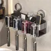 Soporte para cepillo de dientes con ventosa Sin perforaciones Soporte para secador de pelo de baño Montado en la pared Taza para cepillo de dientes Soporte para vaso de enjuague bucal