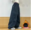 Calças para Meninas Primavera Outono 2026 Estilosas Médio Grande Infantis Nova Moda Calças Cargo Perna Reta Perna Larga Casuais Versáteis Calças Longas