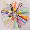 Pin Frijol Tejido a Mano Corto Lanyard para Llaves Llavero de Muñeca Simple Colgante de Bolsa de Color Material Accesorios