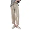 Calça Cropped Reta com Suporte para Barriga Plus Size para Maternidade Primavera Outono Verão Duas Formas Largas Casuais para Gravidez Roupa Externa