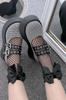Calcetines largos con lazo por encima de la rodilla para mujer, medias de rejilla JK, medias negras de red con encaje blanco.