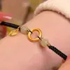 Hotan Fuyu Donut Hebilla de Seguridad Marca Fufu Cuerda de Mano Tejida Pulsera para Pareja Hombre y Mujer Regalo para Novia Estudiante