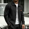 Nuevo cárdigan de gofre estilo europeo y americano con cuello solapa, chaqueta de manga larga para hombre, camisa casual de moda de color liso para hombre