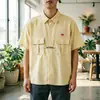 Camisa Roja de Manga Corta de Verano Estilo Japonés Moda de Hong Kong Ins Camisa Holgada para Hombre Tendencia Versátil Chaqueta Casual Moda Masculina