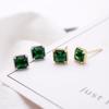 Aretes Esmeralda Plata Esterlina s925 Aretes Cuadrados con Incrustaciones Verde Fresco 8834