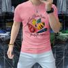 Camiseta de manga corta con cuello redondo para hombre, diseño de explosión de moda de verano, con estampado de personalidad, de media manga, estilo jersey.